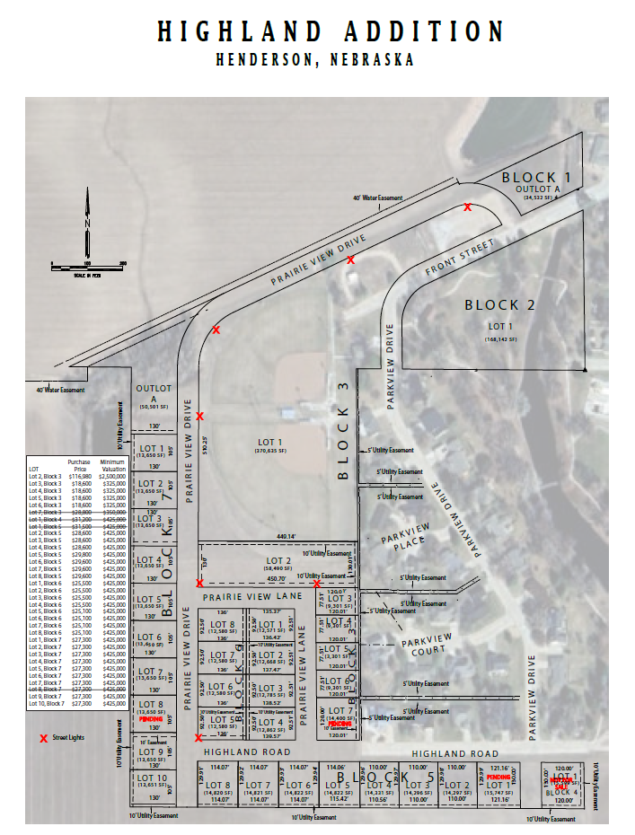 Highland Addition available lots in Henderson, Nebraska